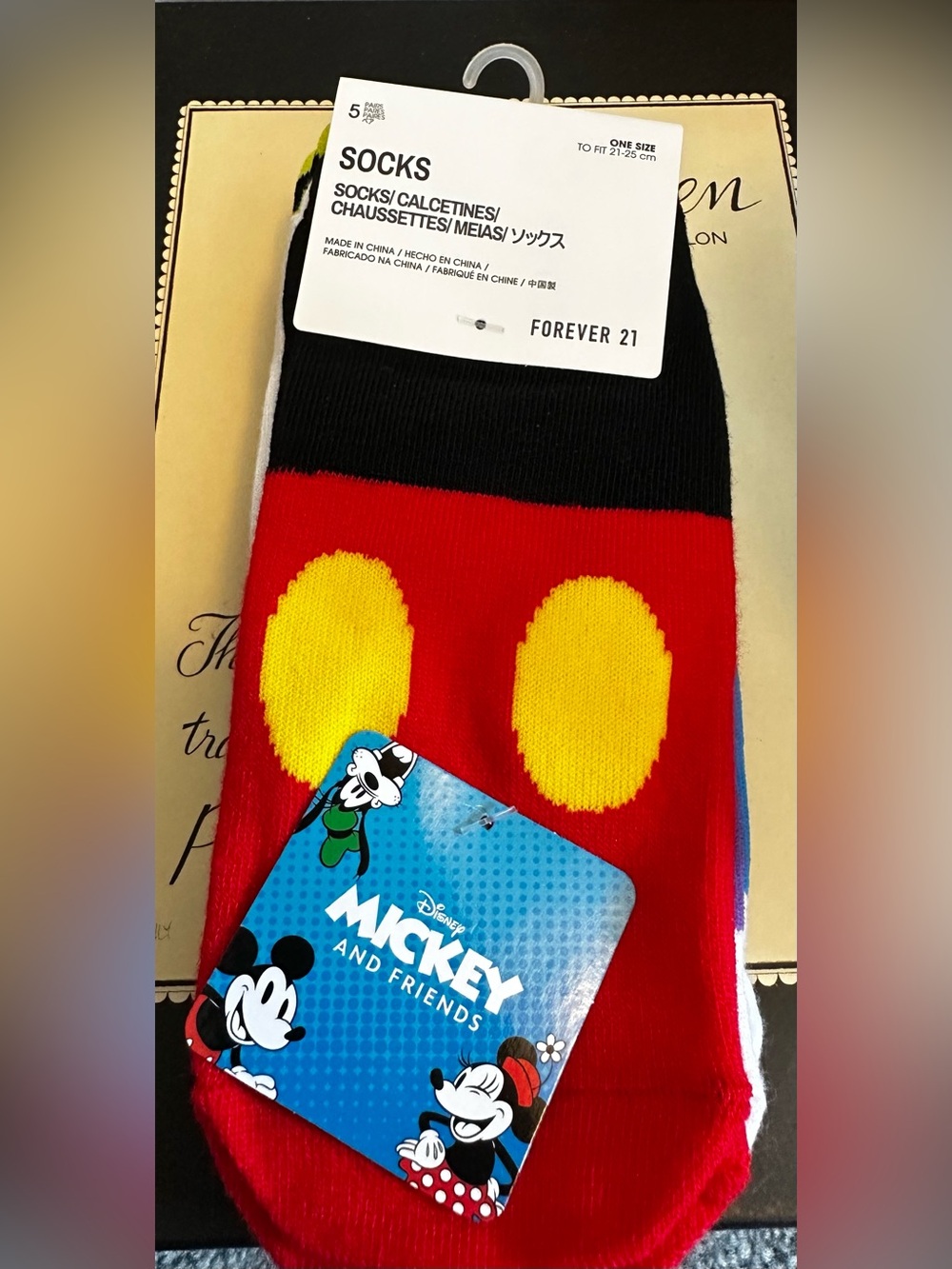 Forever 21 Red & Yellow Women's Casual Socks with Black Cuff